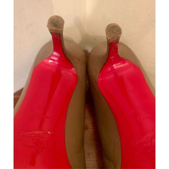 Christian Louboutin Womens Brown Leather Pumps Round Toe Platform Size 39 - Picture 10 of 11